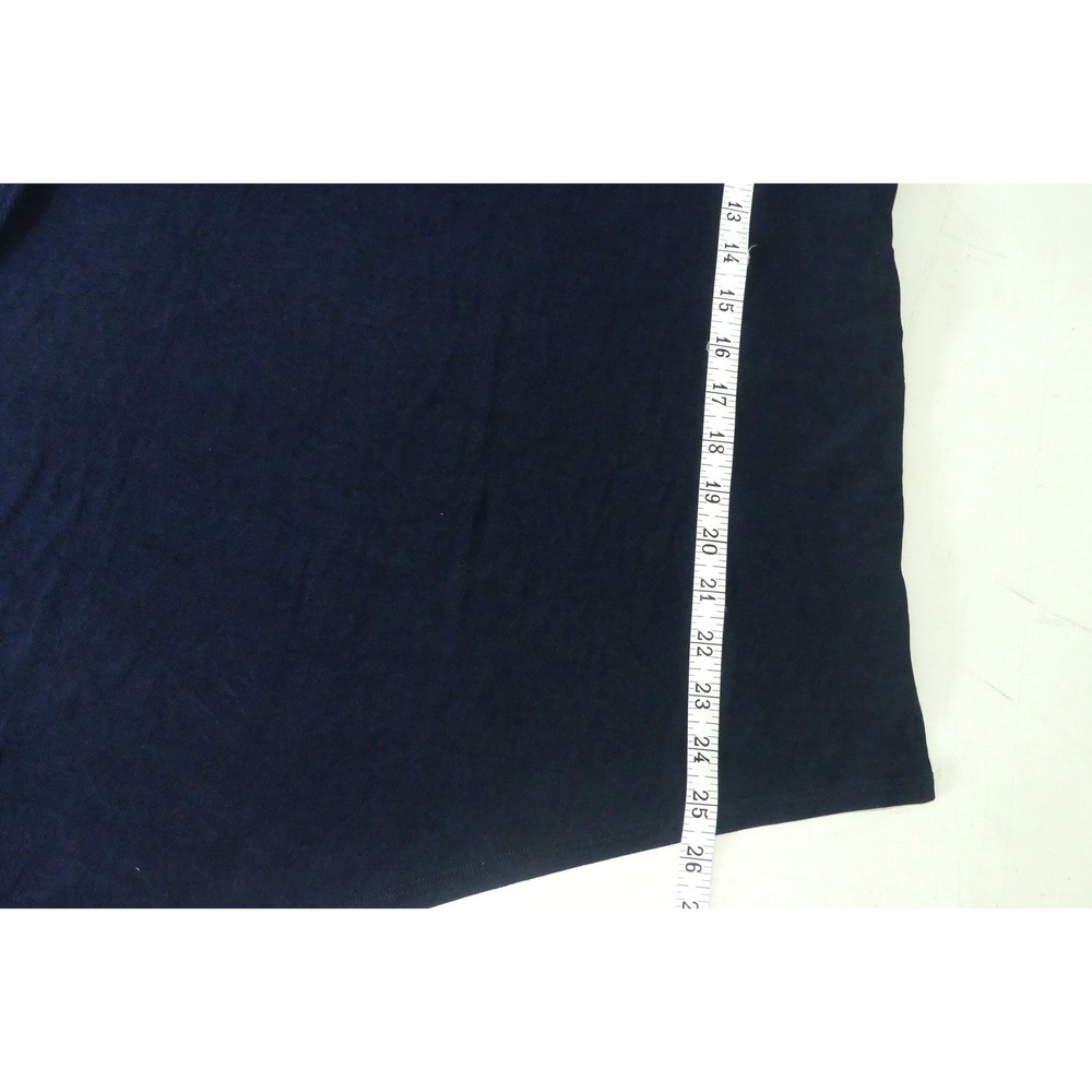 Chicos Travelers Navy Blue Asymmetrical Nautical Lace Tunic Top Sz 1 Medium - Picture 7 of 8